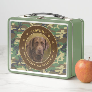 Ich Liebe meine Chesapeake Bay Retriever Cammo Lun Metall Brotdose