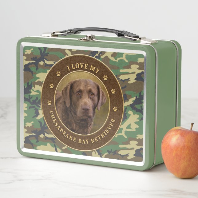 Ich Liebe meine Chesapeake Bay Retriever Cammo Lun Metall Brotdose (Beispiel)