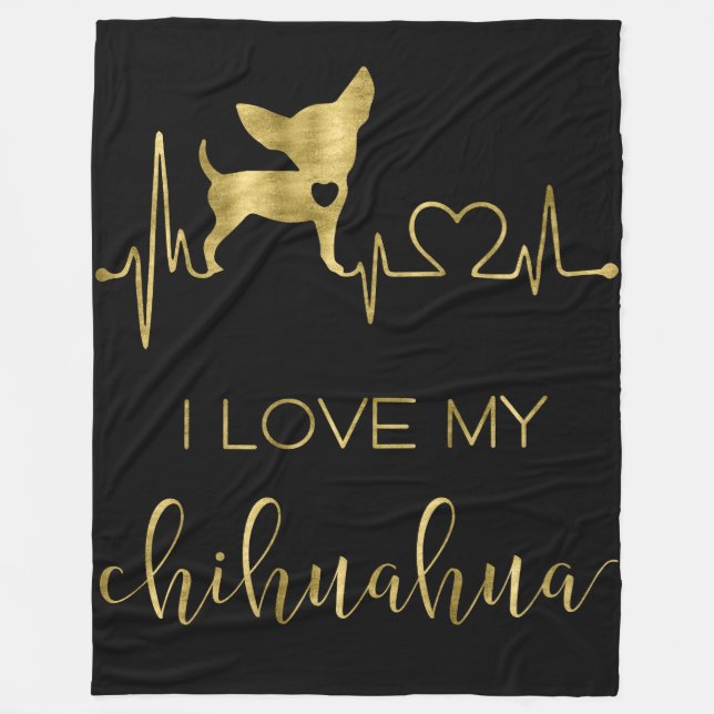 Ich Liebe meine Chihuahua Schwarze Fleecebanken Fleecedecke (Vorderseite)