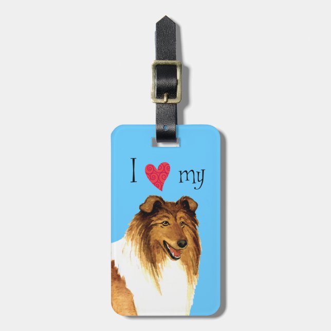 Ich Liebe meine Collie Gepäckanhänger (Vorderseite vertikal)