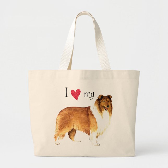 Ich Liebe meine Collie Jumbo Stoffbeutel (Vorne)