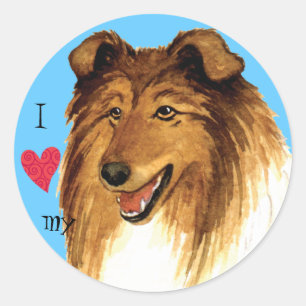 Ich Liebe meine Collie Runder Aufkleber