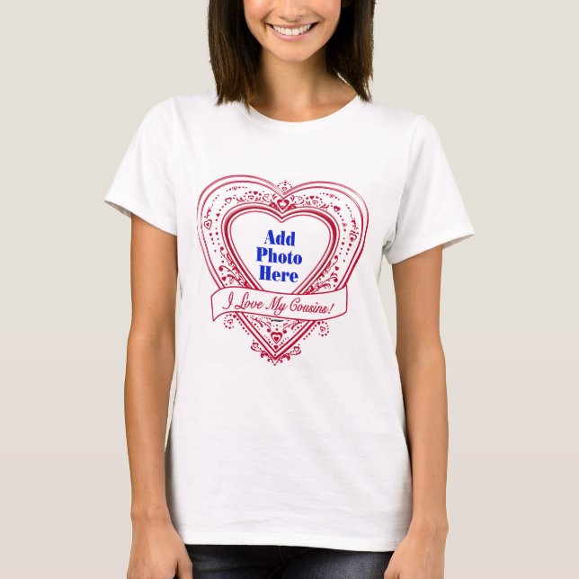 Ich Liebe meine Cousins! Foto Red Hearts T-Shirt (Vorderseite)