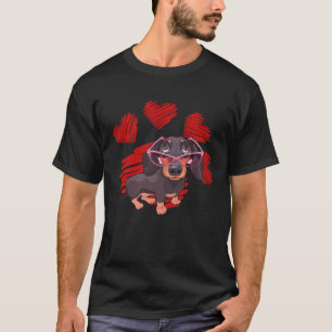 Ich liebe meine Dachshund Wiener Dog Paw mit Herz T-Shirt