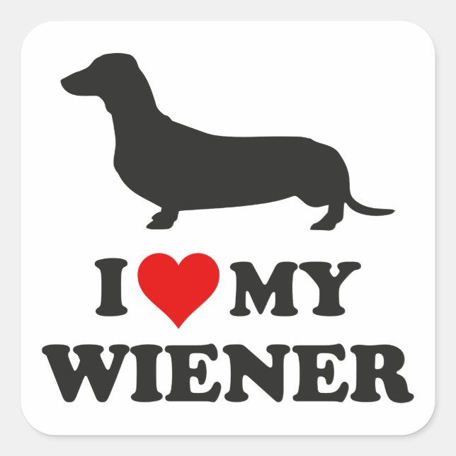 Ich Liebe meine Dackel Quadratischer Aufkleber (Vorderseite)