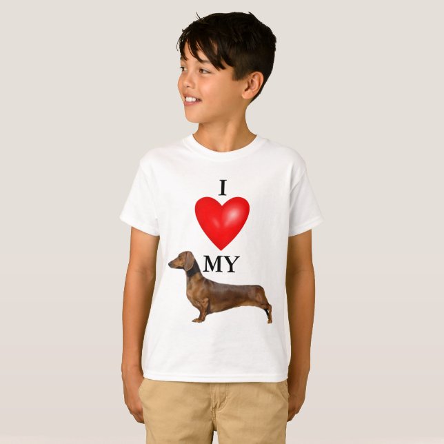 Ich Liebe meine Dackel Red Heart Kid's T-Shirt (Vorne ganz)