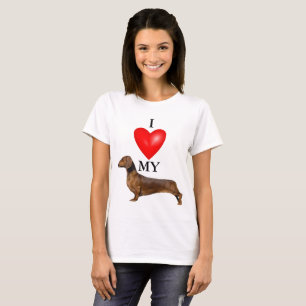Ich Liebe meine Dackel Rotes Herz Frauen T-Shirt