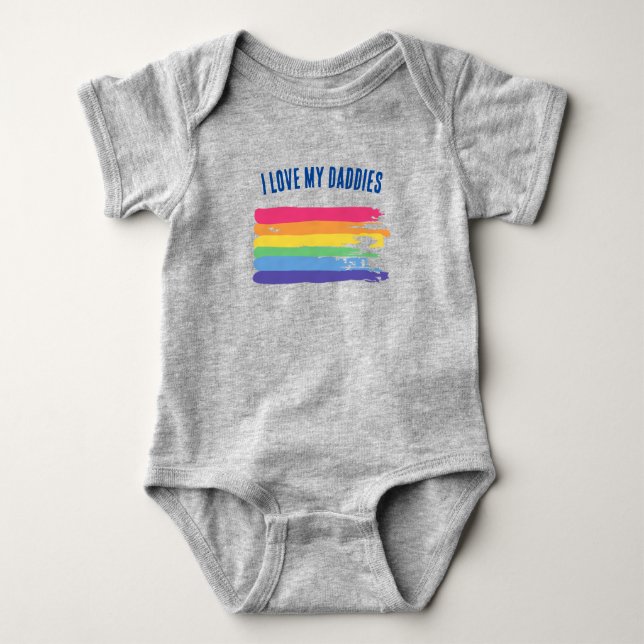 Ich Liebe meine Daddies Rainbow Gay Vaters Baby Strampler (Vorderseite)