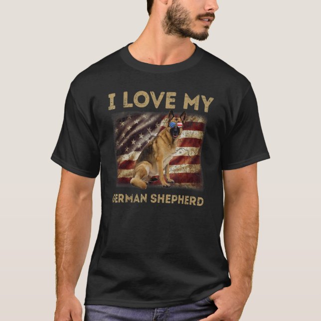 Ich Liebe meine deutsche Schäferhirte Vater Mama A T-Shirt (Vorderseite)