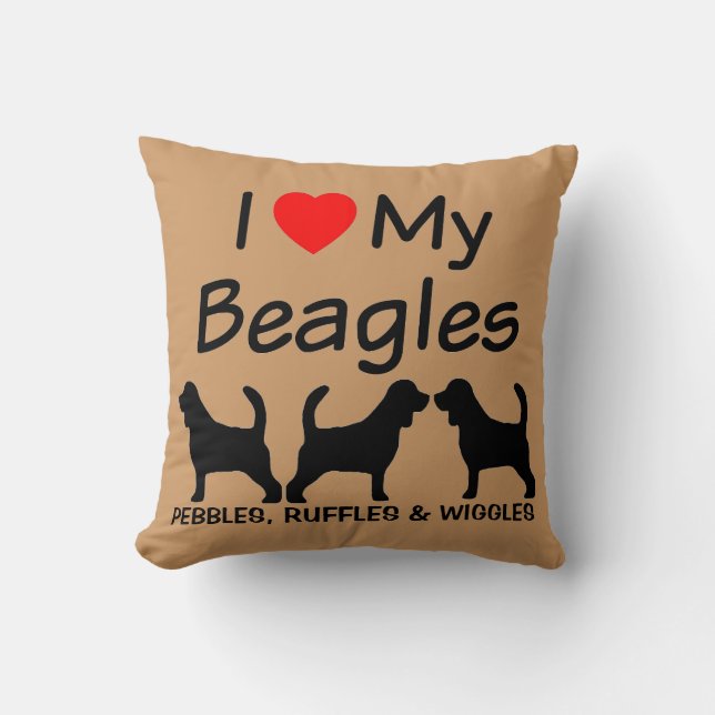 Ich Liebe meine drei Beagle Hunde Kissen (Vorderseite)