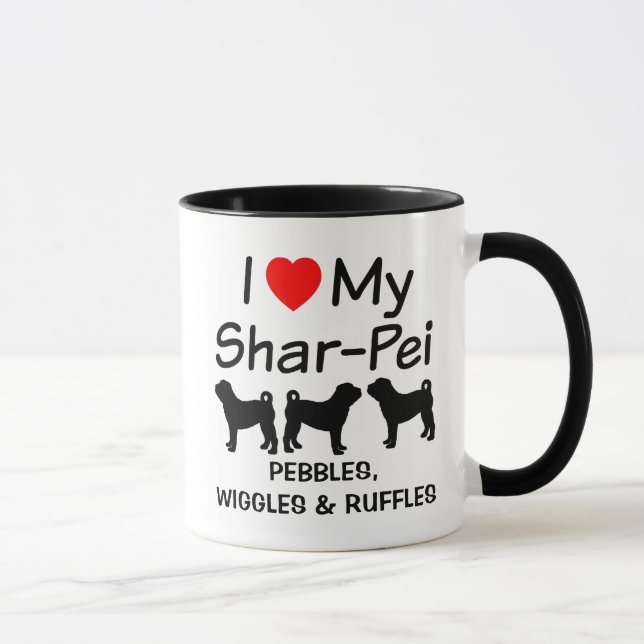 Ich Liebe meine drei chinesischen Shar Pei Hunde T Tasse (Rechts)