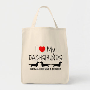 Ich Liebe meine drei Dackeln Tragetasche