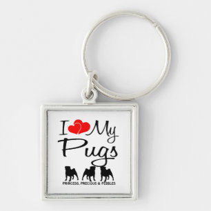 Ich Liebe meine drei Mops Custom Schlüsselanhänger