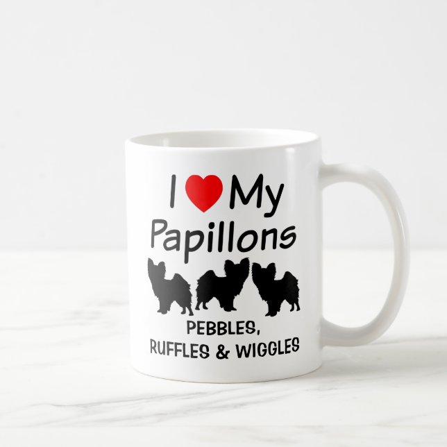Ich Liebe meine Drei Papillon Hunde Tasse (Rechts)