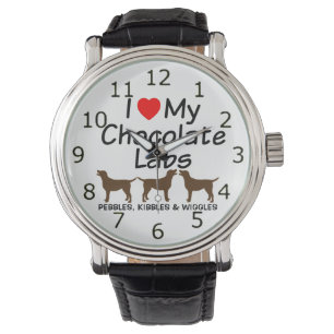 Ich Liebe meine drei Schokolade Labrador Hunde Armbanduhr