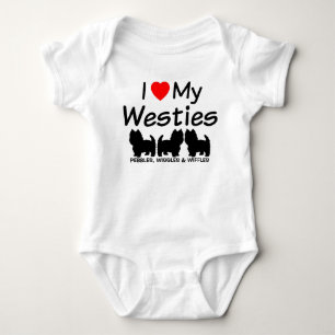 Ich Liebe meine drei Westie Hunde Baby Strampler