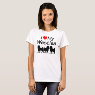 Ich Liebe meine drei Westie Hunde T-Shirt