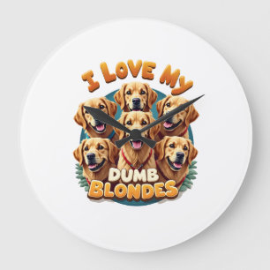 Ich liebe meine dummen blonden Golden Retriever Vi Große Wanduhr