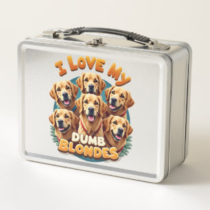 Ich liebe meine dummen blonden Golden Retriever Vi Metall Brotdose