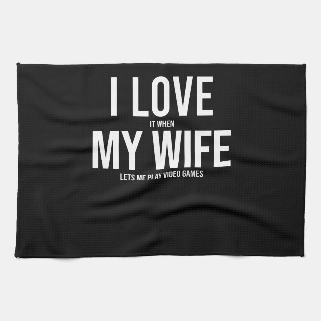 Ich Liebe meine Ehefrau Funny Art Geschenk Geschirrtuch (Horizontal)