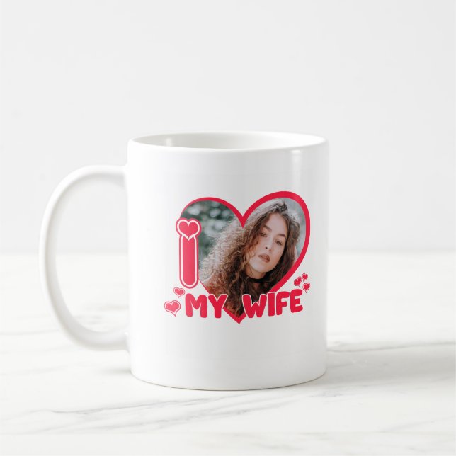 Ich Liebe Meine Ehefrau Herz Custom Foto Liebe Nie Kaffeetasse (Links)