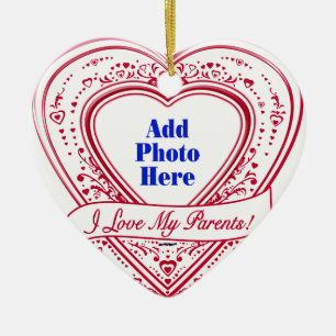 Ich Liebe meine Eltern! Foto Red Hearts Keramikornament