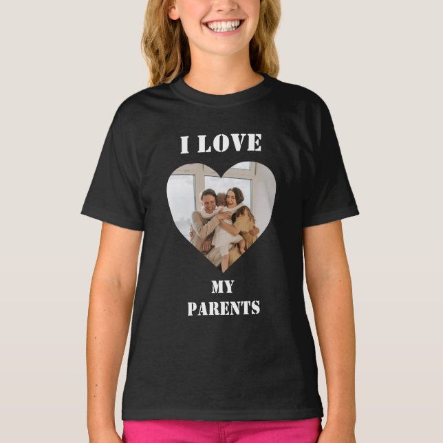 Ich Liebe meine Eltern Herzlich Personalisiertes F T-Shirt (Vorderseite)
