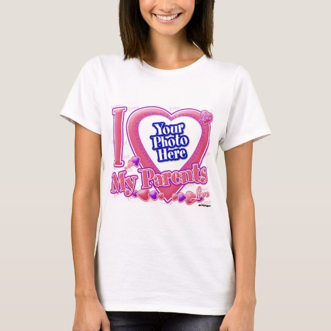 Ich Liebe meine Eltern rosa/lila - Foto T-Shirt (Vorderseite)