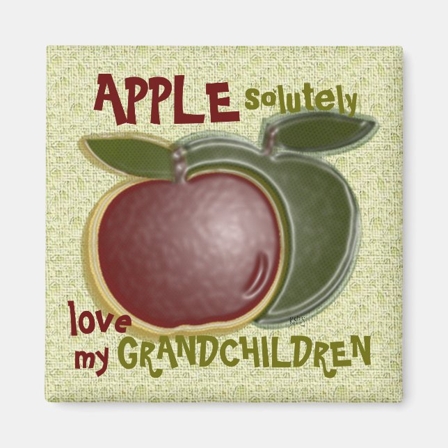 Ich Liebe meine Enkelkinder Äpfel humorvoll Magnet (Vorne)