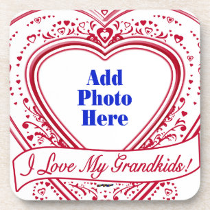 Ich Liebe meine Enkelkinder! Foto Red Hearts Untersetzer