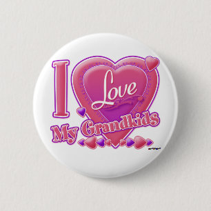 Ich Liebe meine Enkelkinder rosa/lila - Herz Button