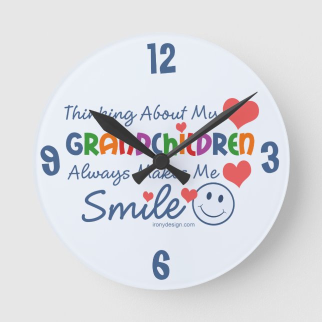 Ich Liebe meine Enkelkinder Runde Wanduhr (Vorderseite)