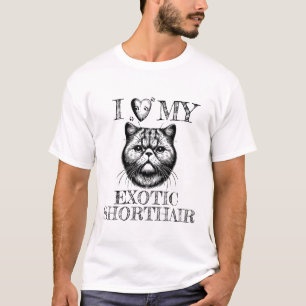 Ich liebe meine Exotische Kurzhaar mit schwarzen K T-Shirt