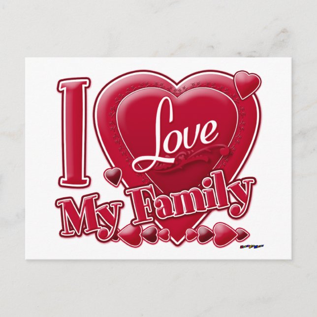Ich Liebe meine Familie rot - Herz Postkarte (Vorderseite)