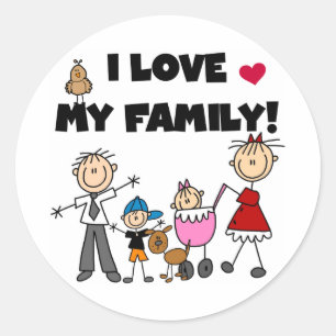 Ich liebe meine Familie T-Shirts und Geschenke Runder Aufkleber