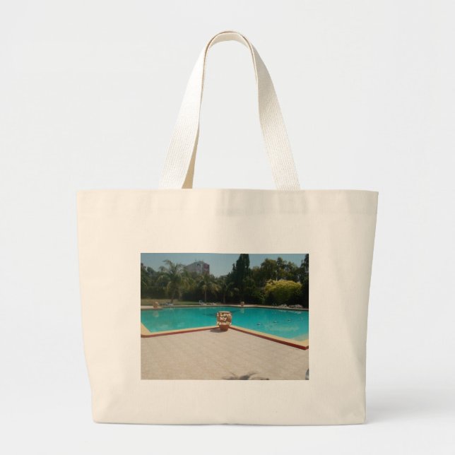 Ich Liebe meine Familienpoolkunst Jumbo Stoffbeutel (Vorne)
