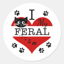 Ich Liebe meine Feral Cat Heart Paw druckt Sticker