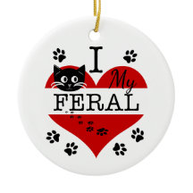 Ich Liebe meine Feral Cat Keramik Ornament