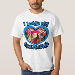 Ich Liebe meine Freundin Bläschen Herz Rahmen bla T-Shirt