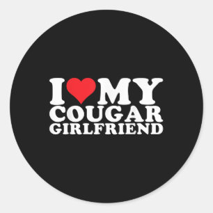 Ich Liebe meine Freundin Cougar höre ich mein Coug Runder Aufkleber
