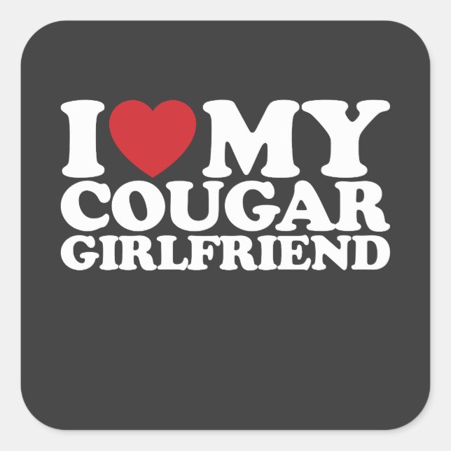 Ich Liebe meine Freundin Cougar Quadratischer Aufkleber (Vorderseite)