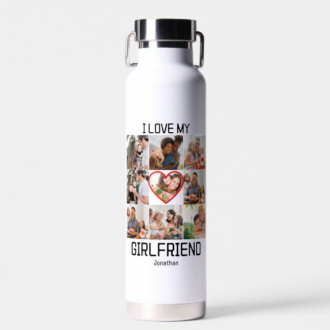 Ich Liebe meine Freundin Custom 9 Foto Collage Trinkflasche (Vorne)
