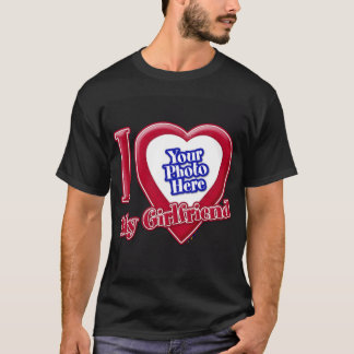 Ich Liebe meine Freundin Foto Red Heart Black T-Shirt