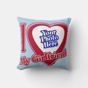 Ich Liebe meine Freundin Foto Red Heart Light Blue Kissen