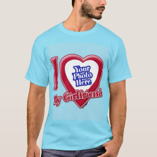 Ich Liebe meine Freundin Foto Red Heart Light Blue T-Shirt