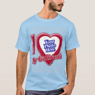 Ich Liebe meine Freundin Foto Red Heart Light Blue T-Shirt