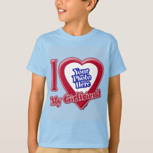 Ich Liebe meine Freundin Foto Red Heart Light Blue T-Shirt