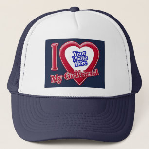Ich Liebe meine Freundin Foto Red Heart Navy Blue Truckerkappe