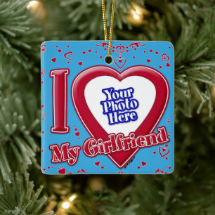 Ich Liebe Meine Freundin Foto Red Hearts Aquamarin Keramikornament