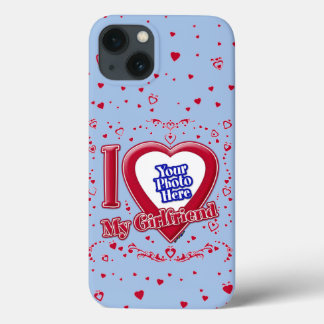 Ich Liebe meine Freundin Foto Red Hearts Baby Blue Case-Mate iPhone Hülle